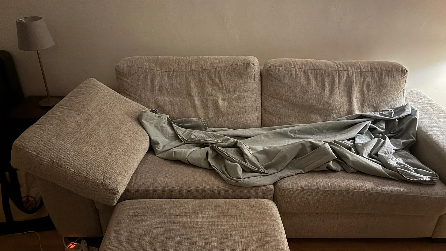 A couch in an apartment